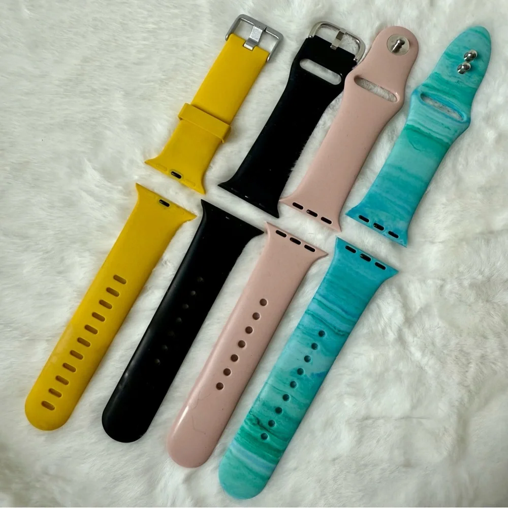 Bundle 4 Colorful Watch Bands for Apple Watch Silicone Sport Band